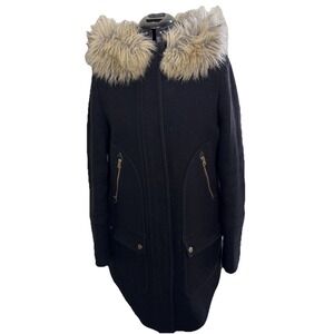 J Crew Nello Gori Italian Stadium Cloth Chateau Wool Parka Womens 10 Tall Black